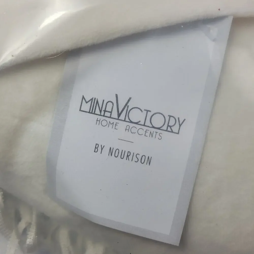 Heart Cream Shag Throw Pillow by Nourison Mina Victory 18x18